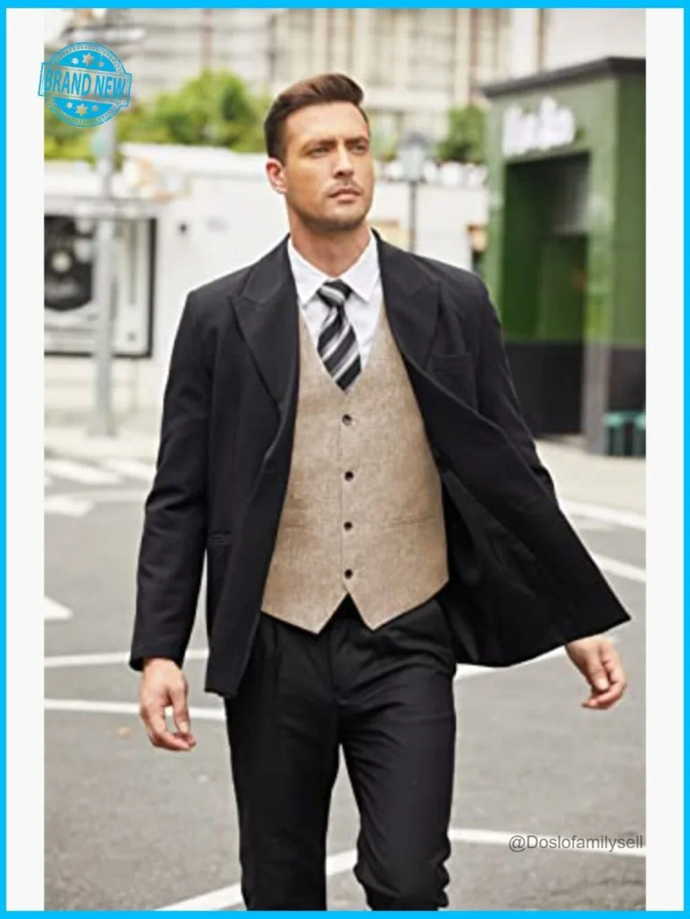 Slim Fit Suit Vest Lightweight Business Casual Modern Classic Herringbone